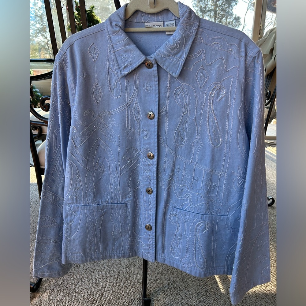 Women's Blue Embroidered Jacket